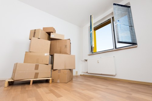 Packed boxes and furniture ready for a local move in Sidcup