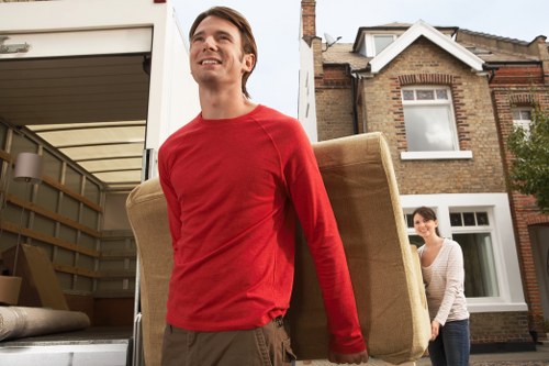 Team setting up office furniture after a business move
