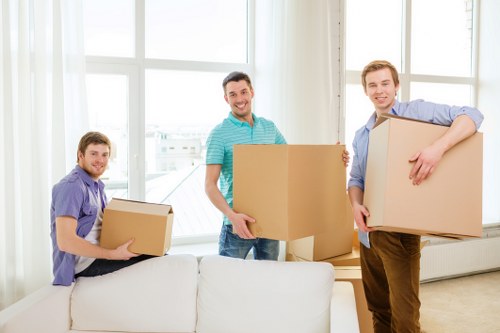 Protected furniture and careful moving preparation