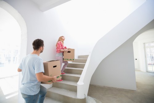 Packed boxes and furniture ready for a house move
